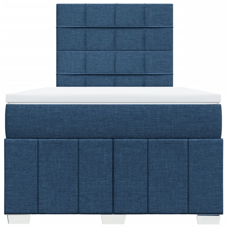 Pat box spring cu saltea, albastru, 120x200 cm, textil