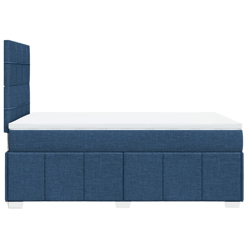 Pat box spring cu saltea, albastru, 120x200 cm, textil