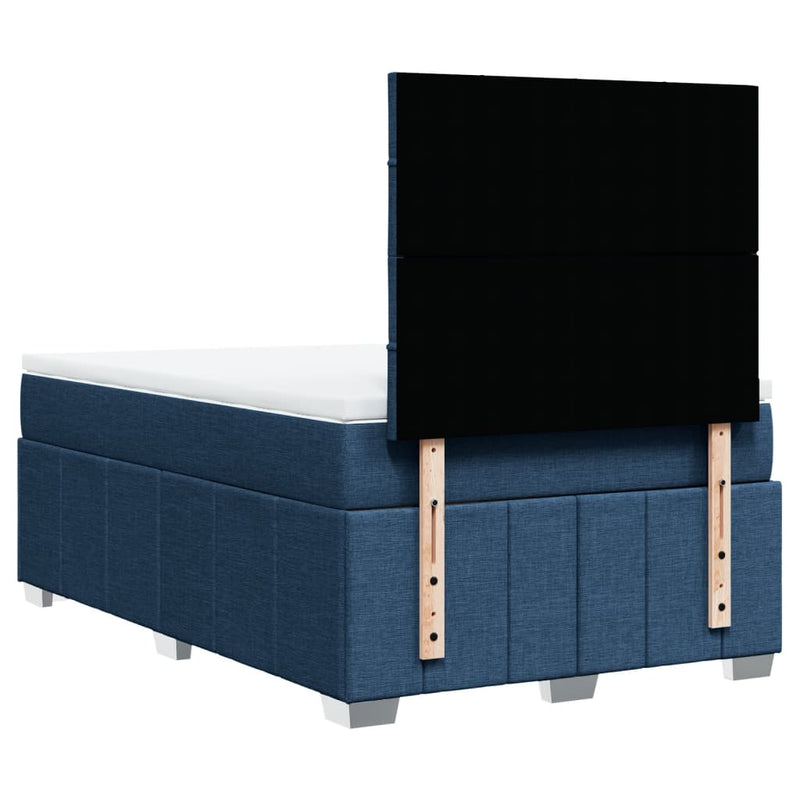 Pat box spring cu saltea, albastru, 120x200 cm, textil