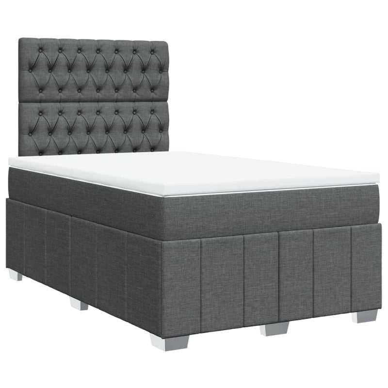 Pat box spring cu saltea, gri închis, 120x200 cm, textil