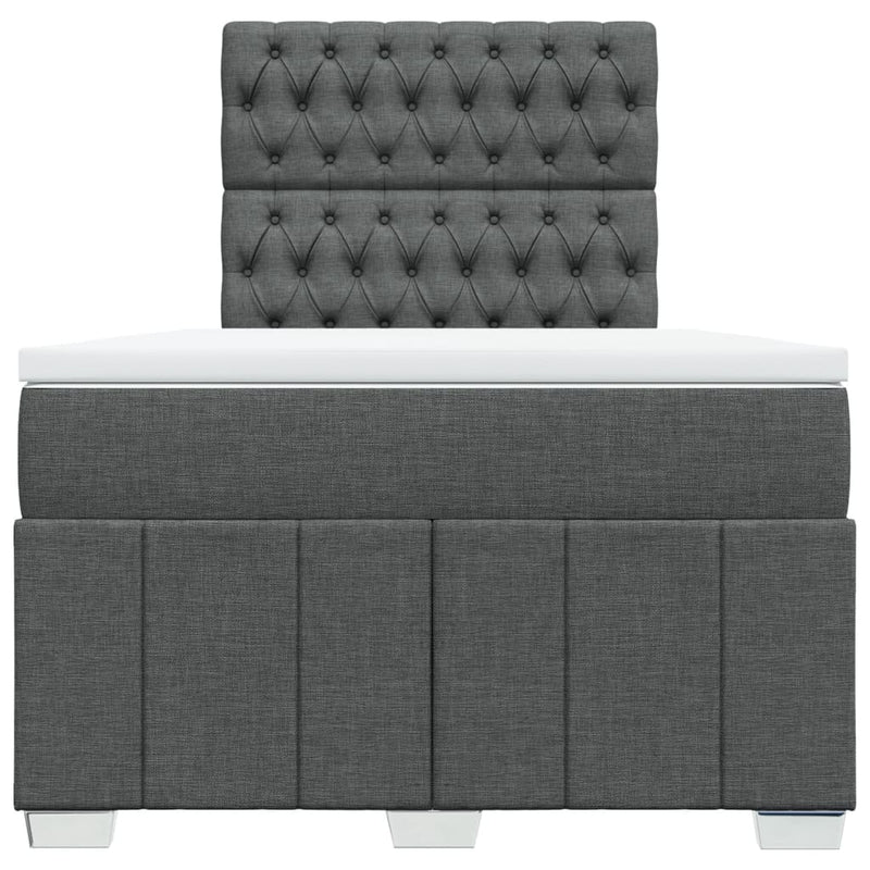 Pat box spring cu saltea, gri închis, 120x200 cm, textil