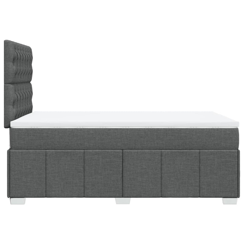 Pat box spring cu saltea, gri închis, 120x200 cm, textil