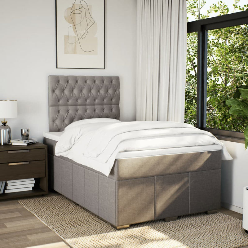 Pat box spring cu saltea, gri taupe, 120x200 cm, textil