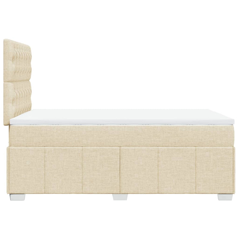 Pat box spring cu saltea, crem, 120x200 cm, textil