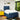 Pat box spring cu saltea, albastru, 120x200 cm, textil