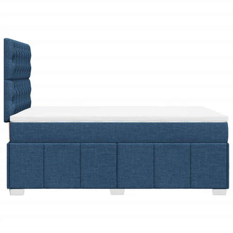 Pat box spring cu saltea, albastru, 120x200 cm, textil