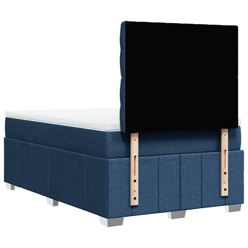 Pat box spring cu saltea, albastru, 120x200 cm, textil