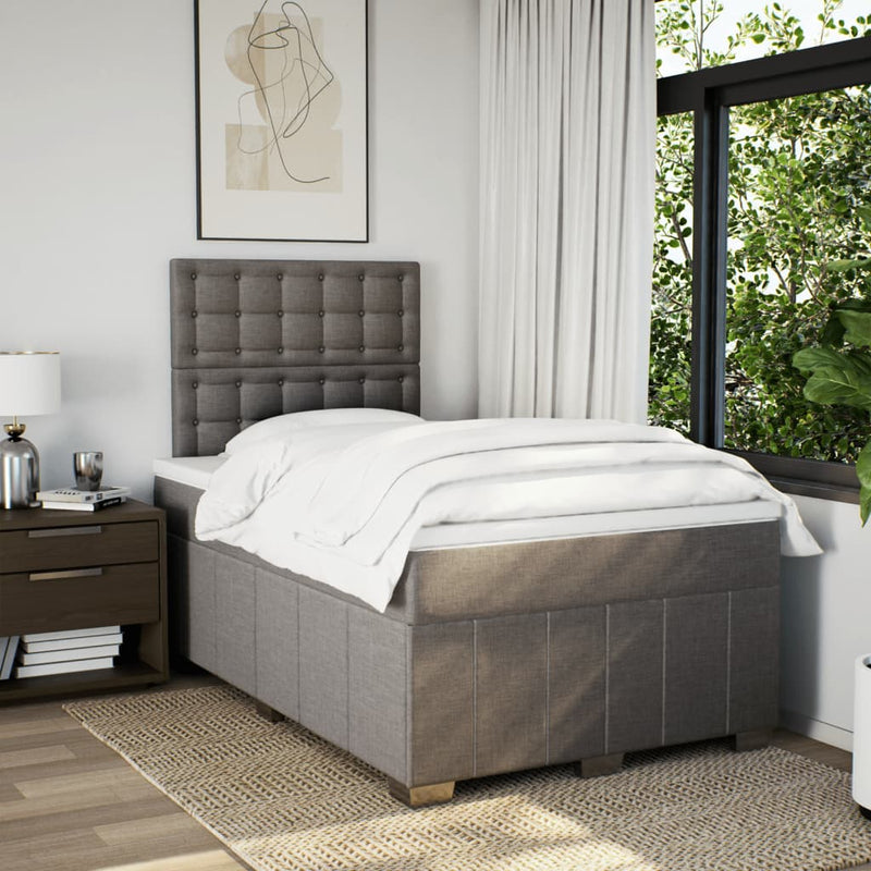 Pat box spring cu saltea, gri taupe, 120x200 cm, textil