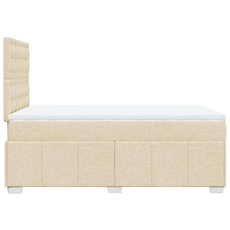 Pat box spring cu saltea, crem, 120x200 cm, textil