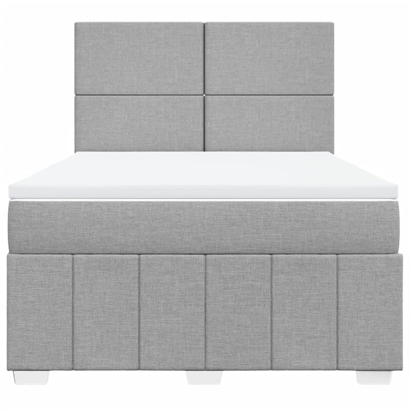 Pat box spring cu saltea, gri deschis, 140x190 cm, textil