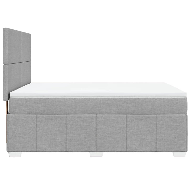 Pat box spring cu saltea, gri deschis, 140x190 cm, textil
