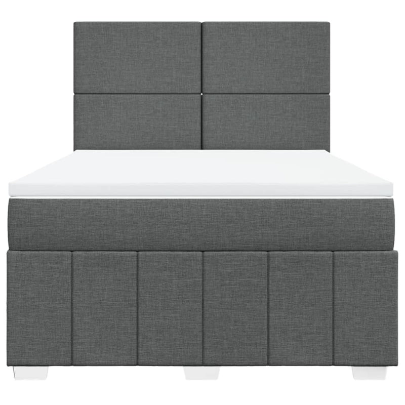Pat box spring cu saltea, gri închis, 140x190 cm, textil