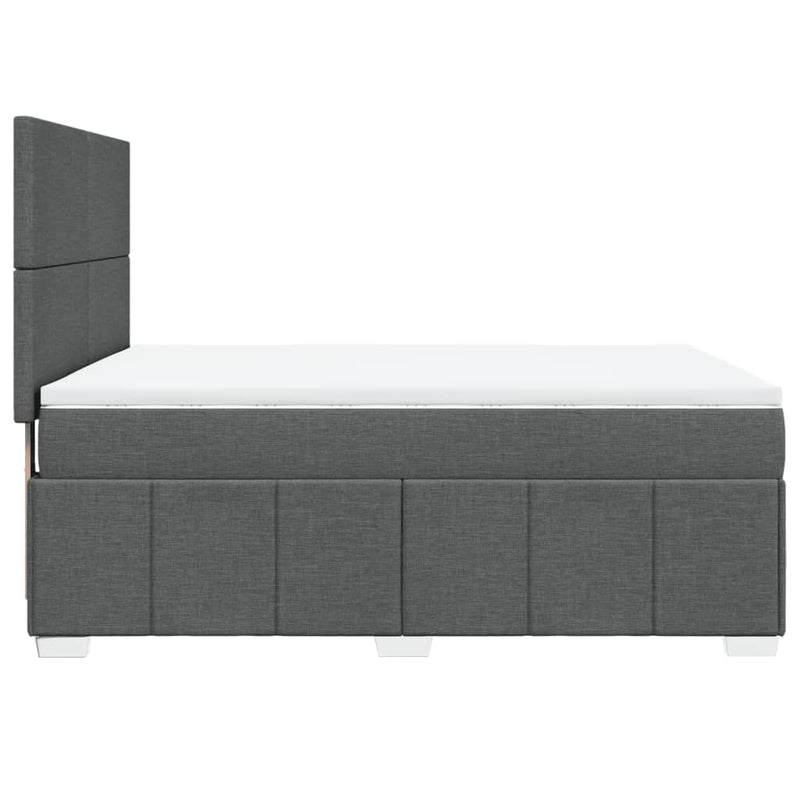 Pat box spring cu saltea, gri închis, 140x190 cm, textil