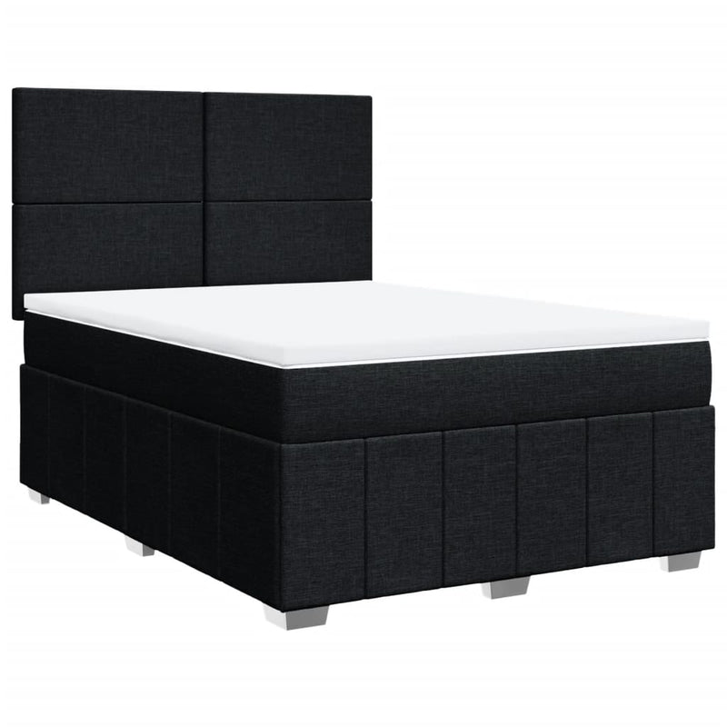 Pat box spring cu saltea, negru, 140x190 cm, textil