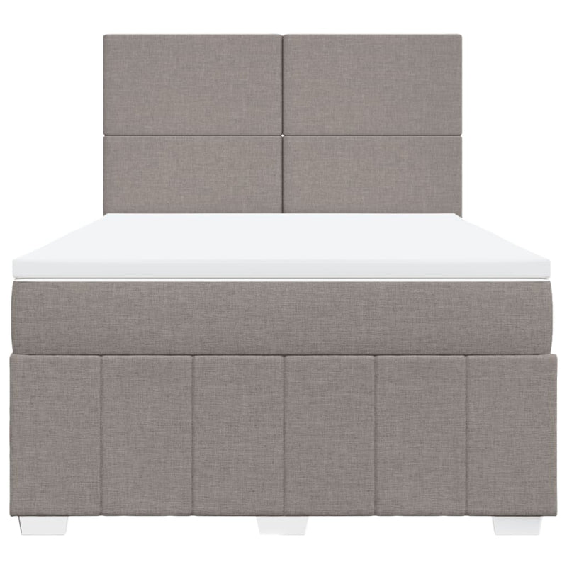 Pat box spring cu saltea, gri taupe, 140x200 cm, textil