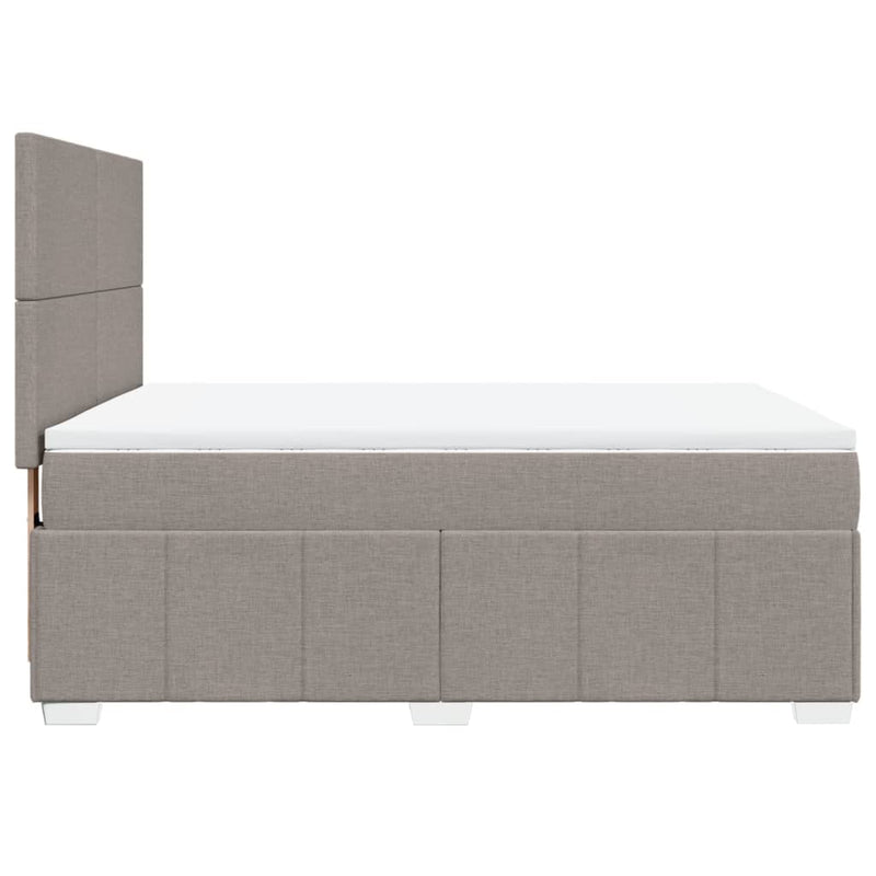 Pat box spring cu saltea, gri taupe, 140x200 cm, textil