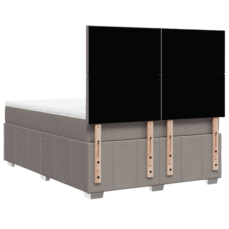 Pat box spring cu saltea, gri taupe, 140x200 cm, textil