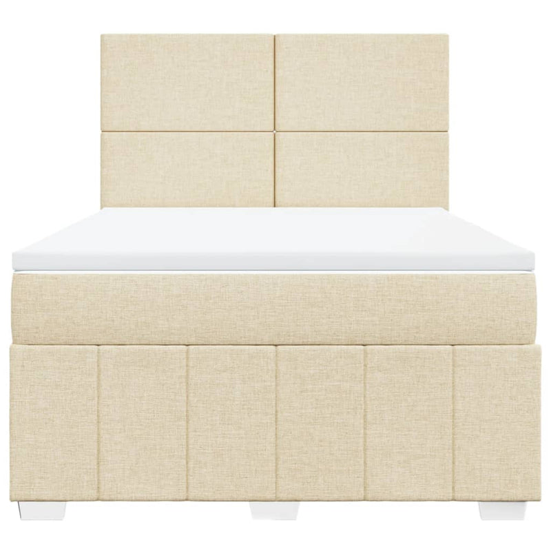 Pat box spring cu saltea, crem, 140x200 cm, textil