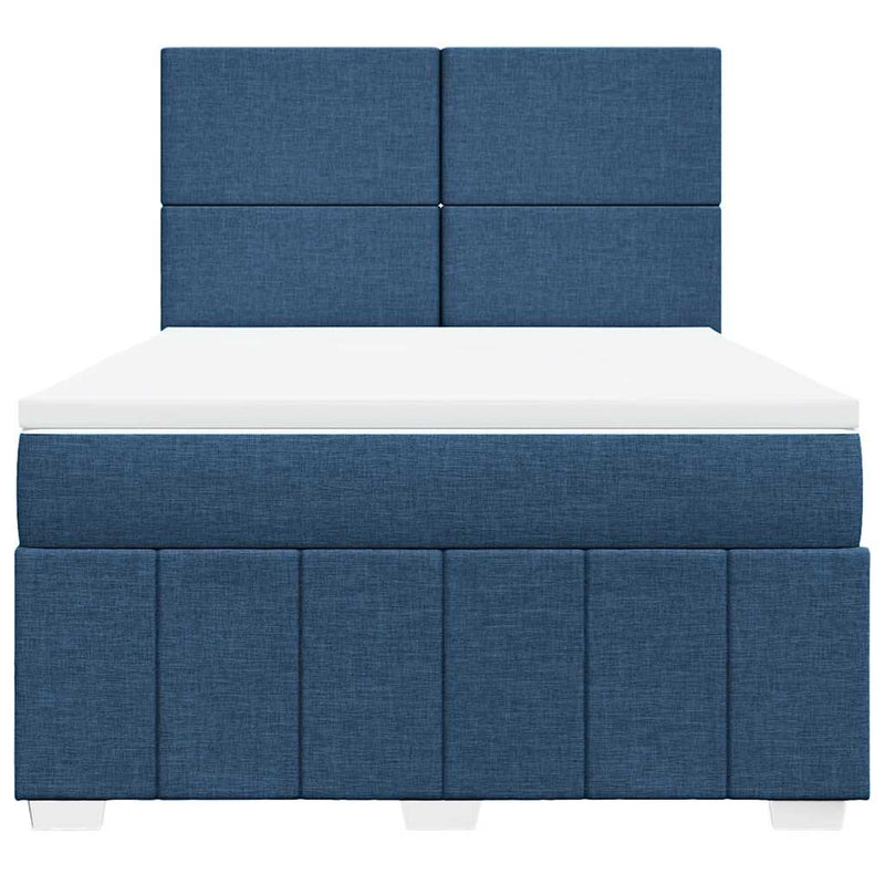 Pat box spring cu saltea, albastru, 140x200 cm, textil