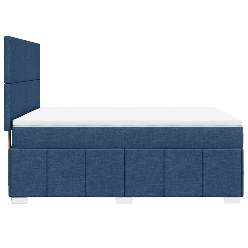 Pat box spring cu saltea, albastru, 140x200 cm, textil
