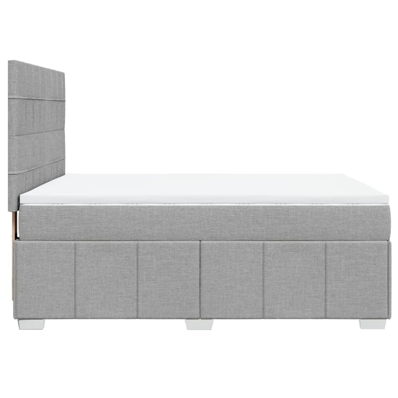 Pat box spring cu saltea, gri deschis, 140x190 cm, textil