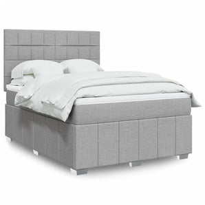 Pat box spring cu saltea, gri deschis, 140x190 cm, textil