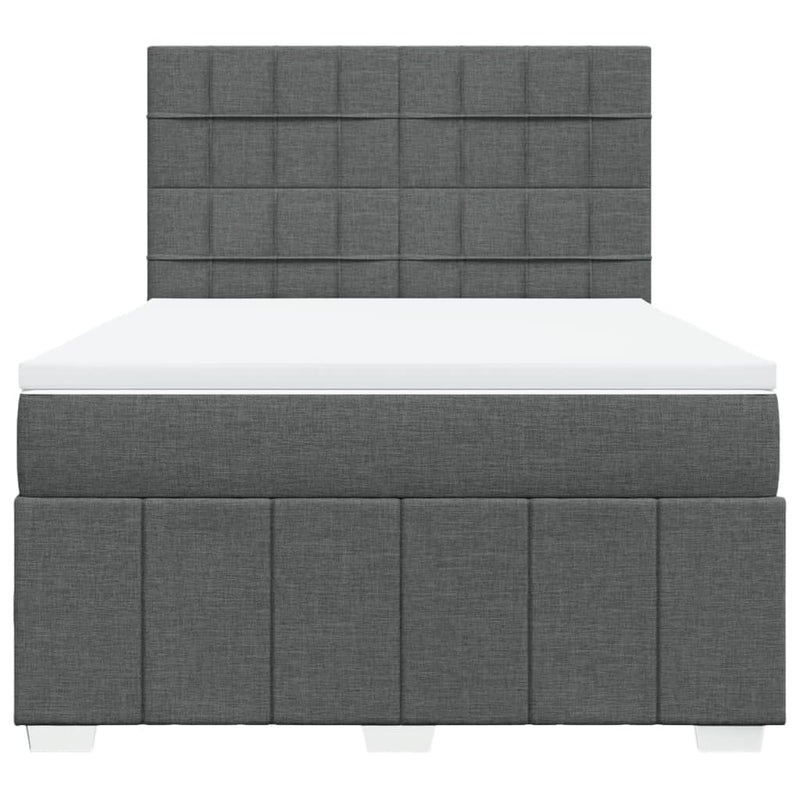 Pat box spring cu saltea, gri închis, 140x190 cm, textil