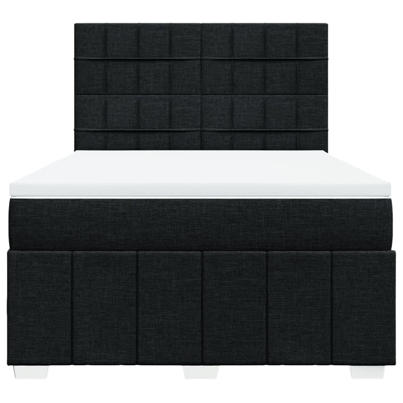 Pat box spring cu saltea, negru, 140x190 cm, textil