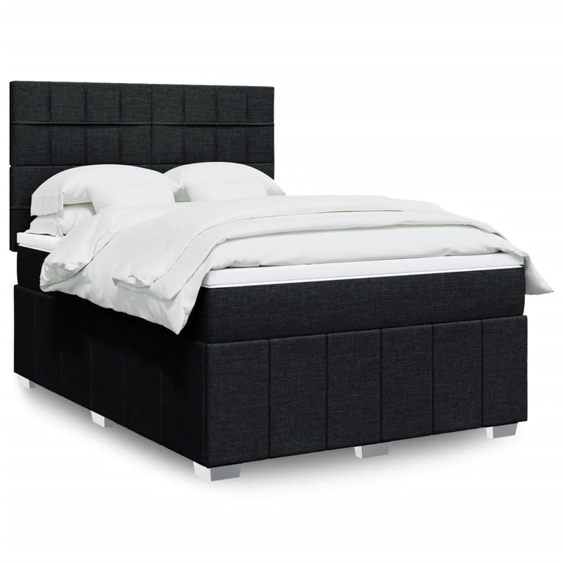 Pat box spring cu saltea, negru, 140x190 cm, textil