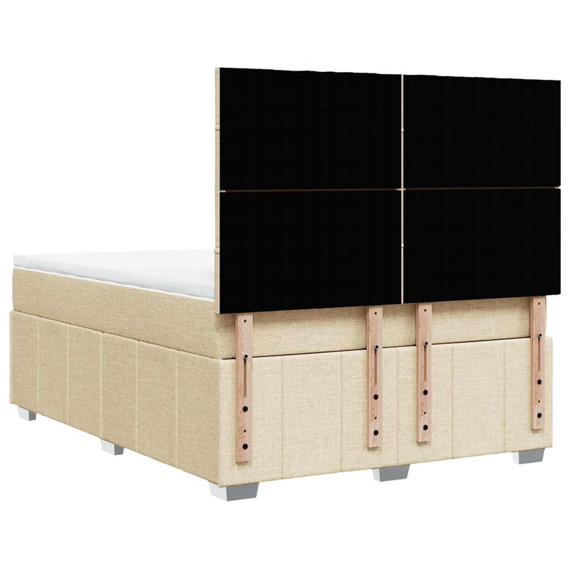 Pat box spring cu saltea, crem, 140x200 cm, textil