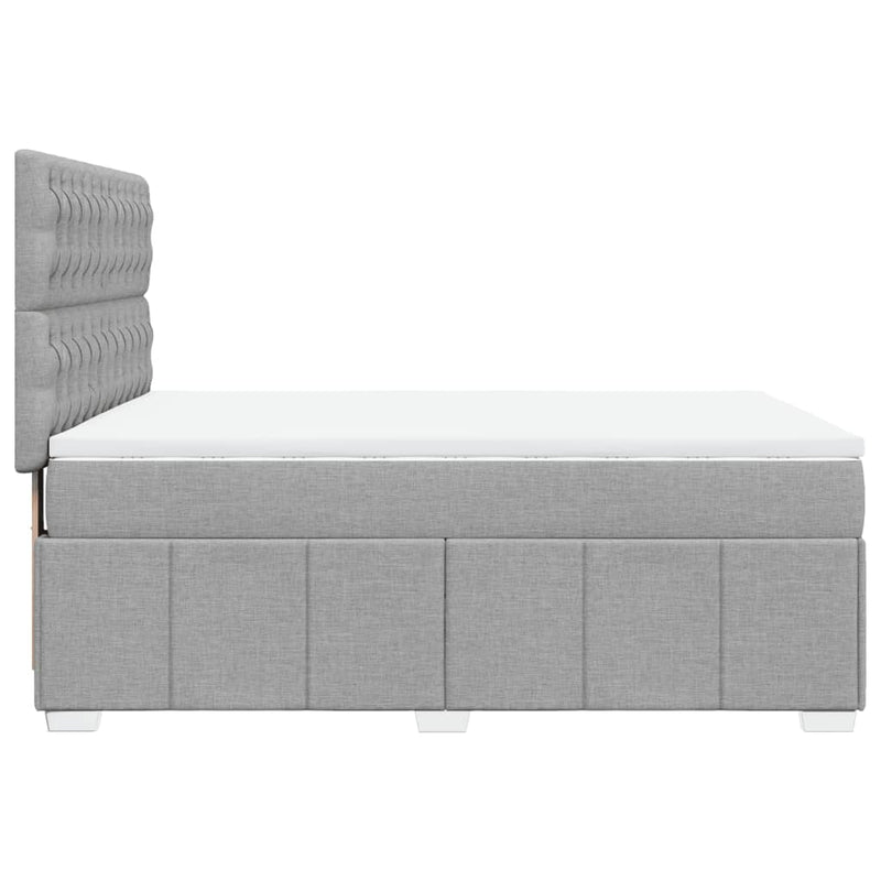 Pat box spring cu saltea, gri deschis, 140x190 cm, textil