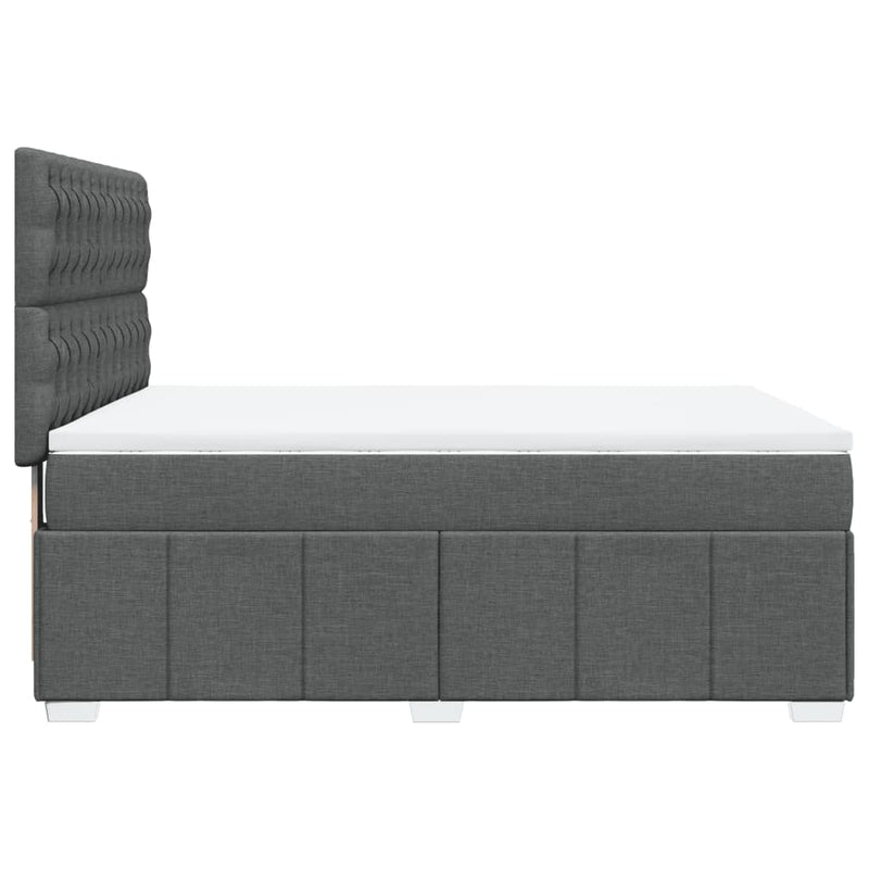 Pat box spring cu saltea, gri închis, 140x190 cm, textil