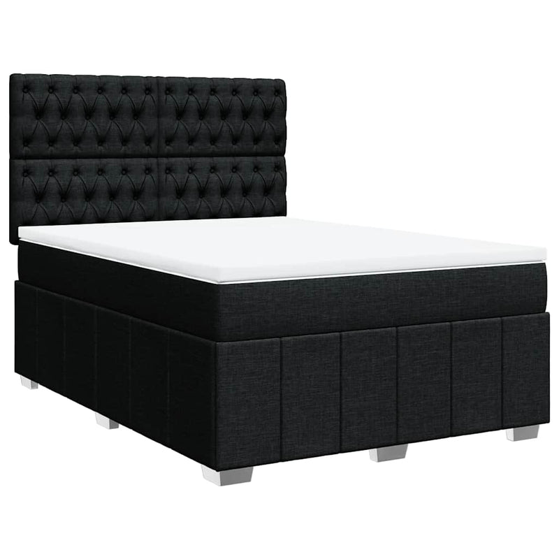 Pat box spring cu saltea, negru, 140x190 cm, textil