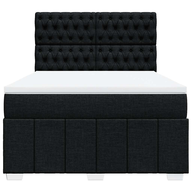 Pat box spring cu saltea, negru, 140x190 cm, textil