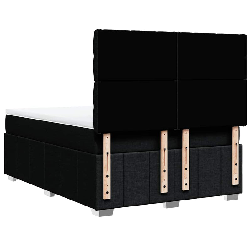 Pat box spring cu saltea, negru, 140x190 cm, textil