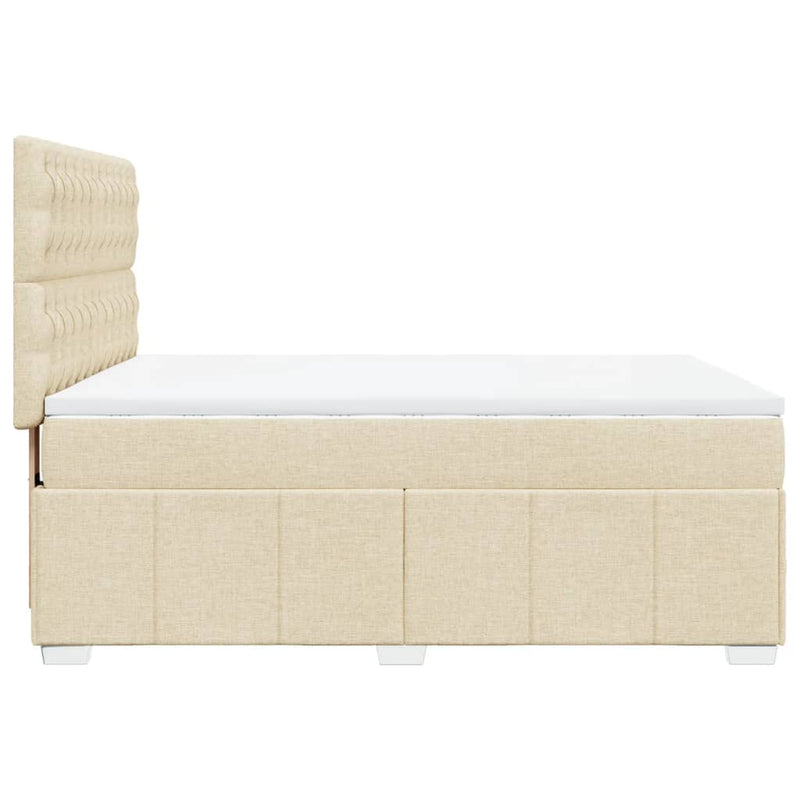 Pat box spring cu saltea, crem, 140x200 cm, textil