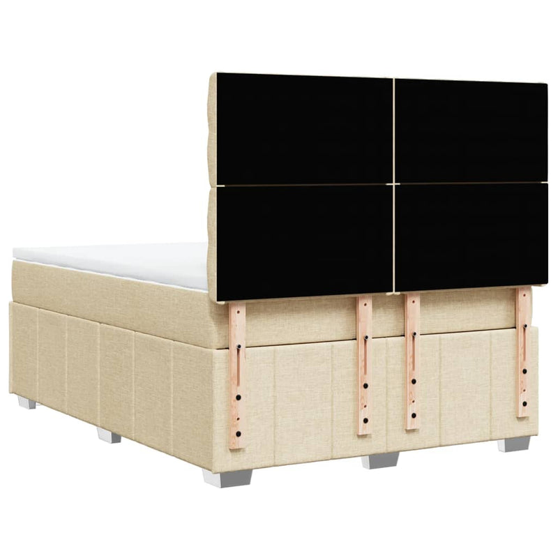 Pat box spring cu saltea, crem, 140x200 cm, textil