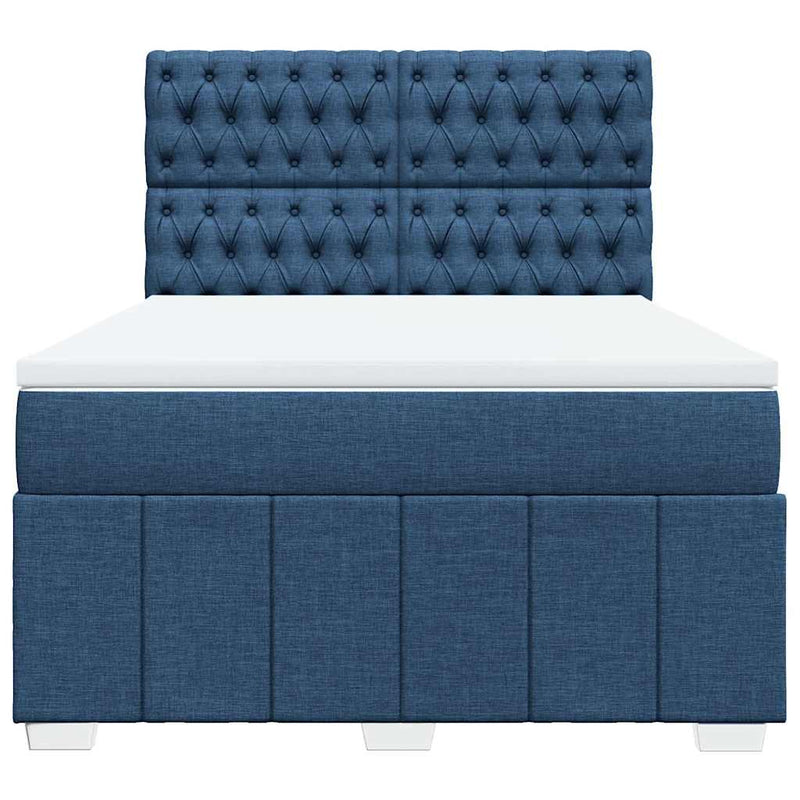 Pat box spring cu saltea, albastru, 140x200 cm, textil