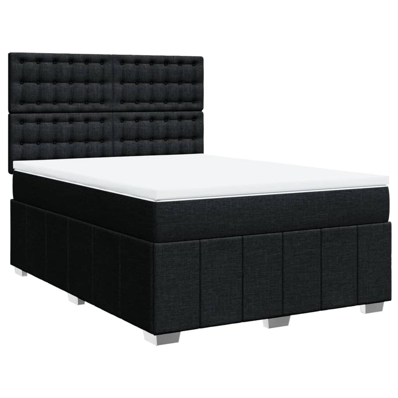 Pat box spring cu saltea, negru, 140x190 cm, textil