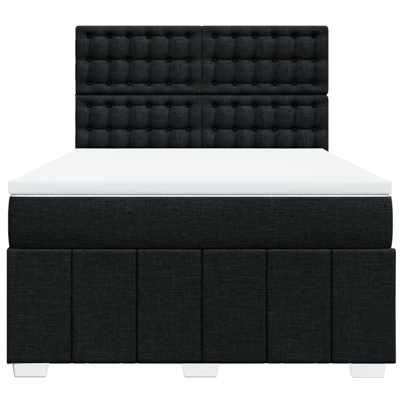 Pat box spring cu saltea, negru, 140x190 cm, textil