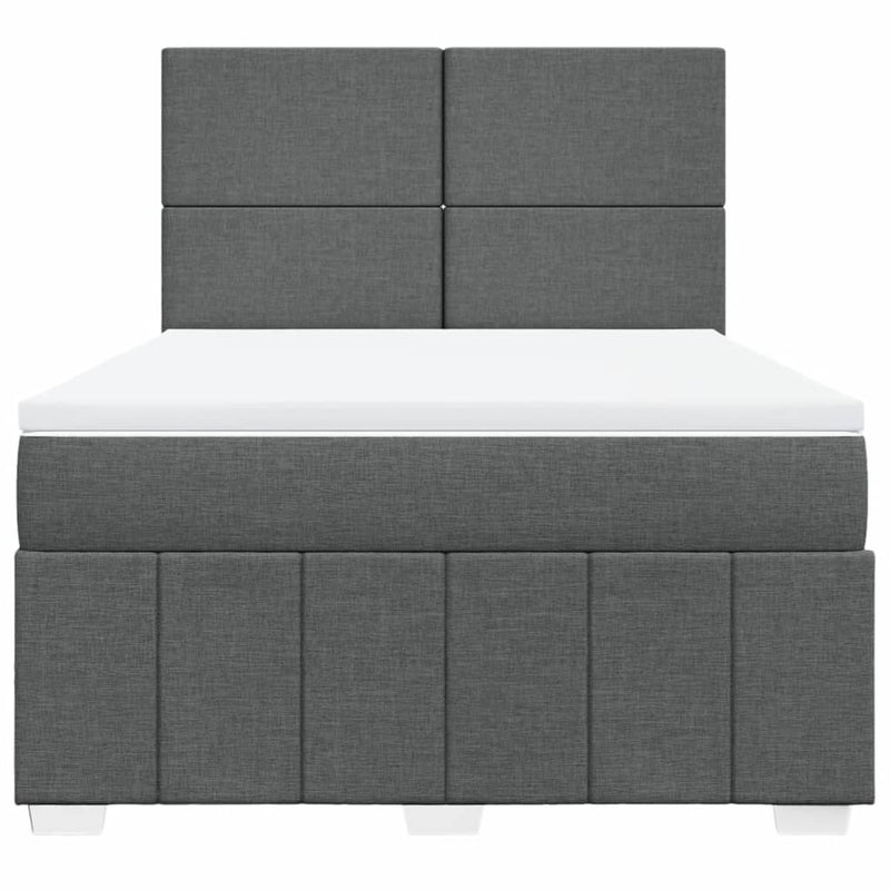 Pat box spring cu saltea, gri închis, 140x200 cm, textil