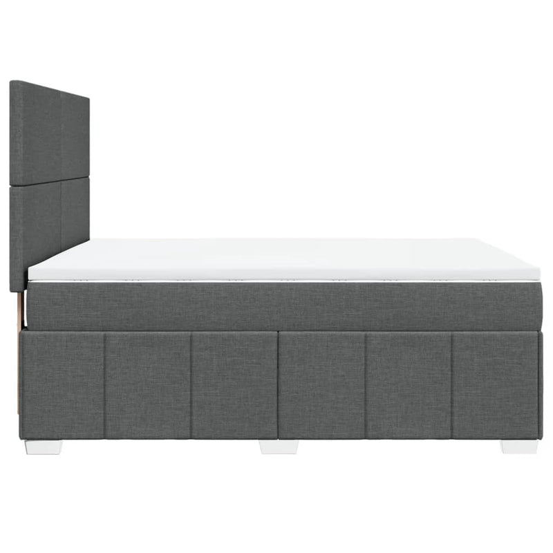 Pat box spring cu saltea, gri închis, 140x200 cm, textil