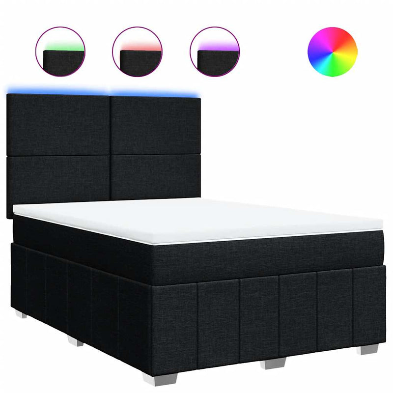 Pat box spring cu saltea, negru, 140x200 cm, textil