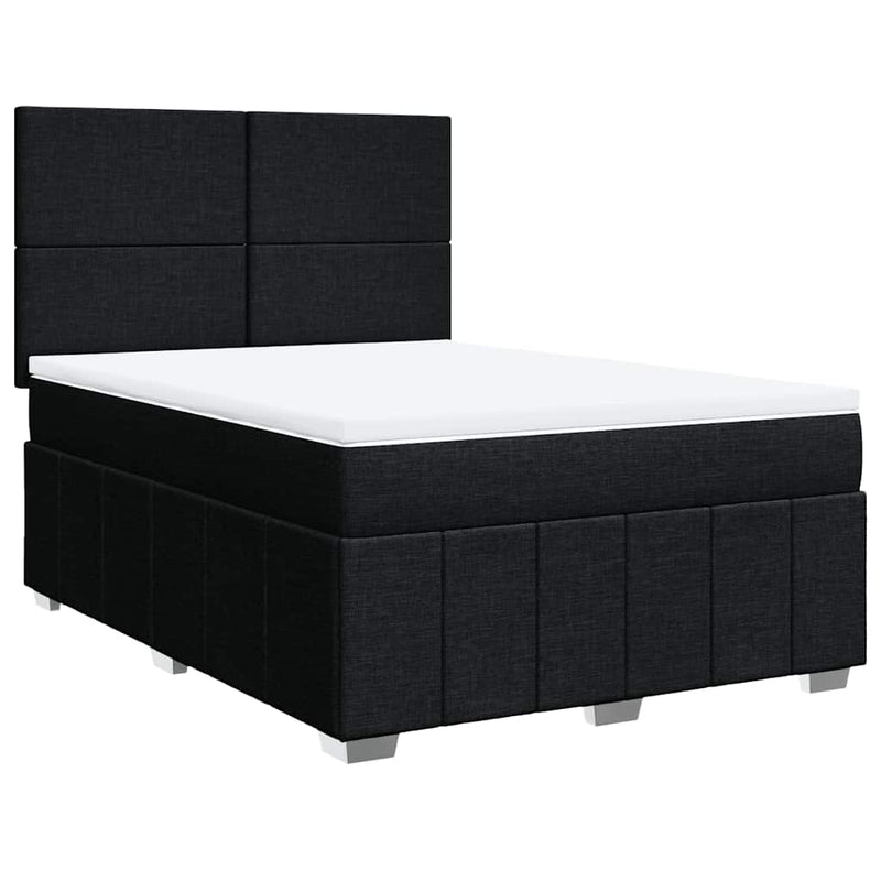 Pat box spring cu saltea, negru, 140x200 cm, textil