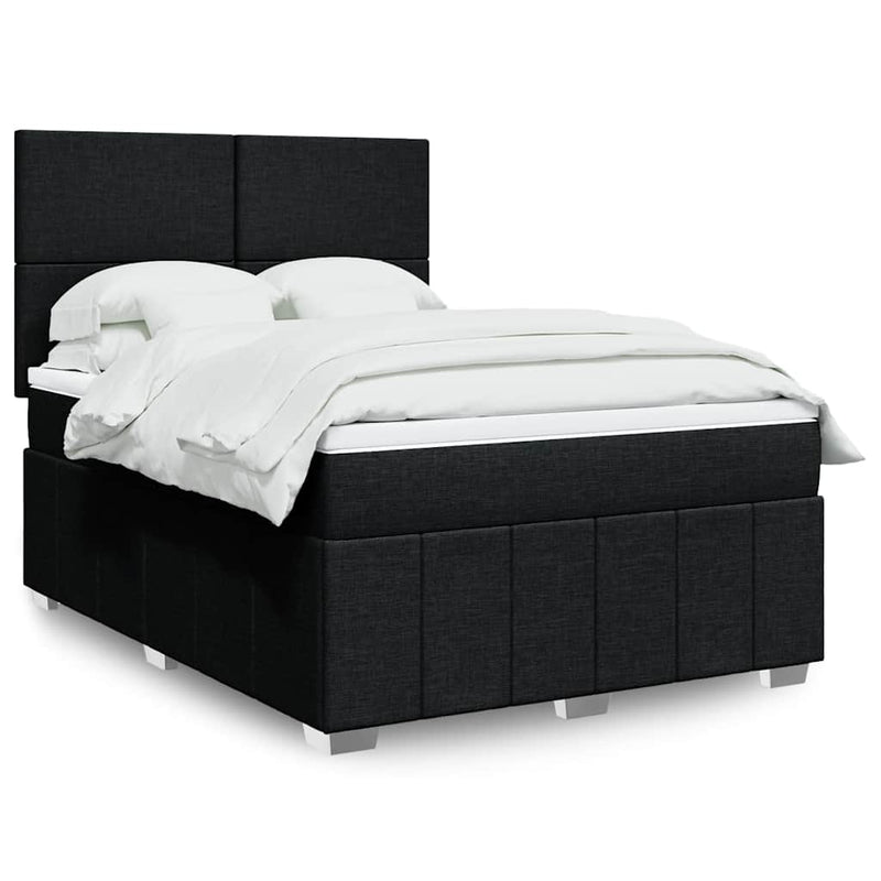 Pat box spring cu saltea, negru, 140x200 cm, textil