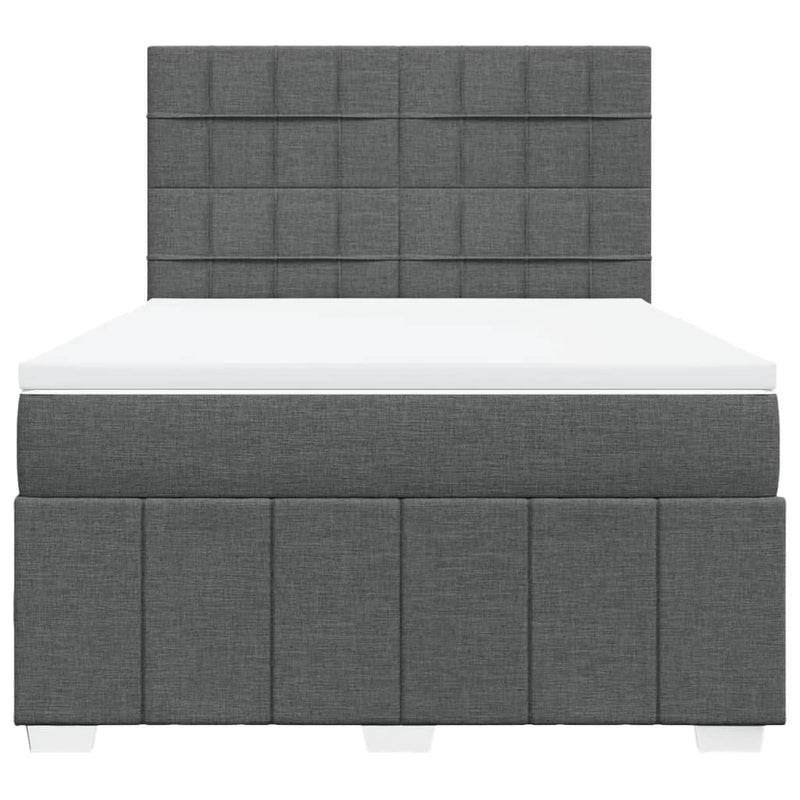 Pat box spring cu saltea, gri închis, 140x200 cm, textil