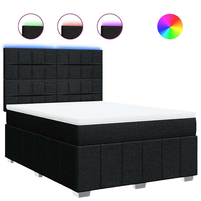 Pat box spring cu saltea, negru, 140x200 cm, textil