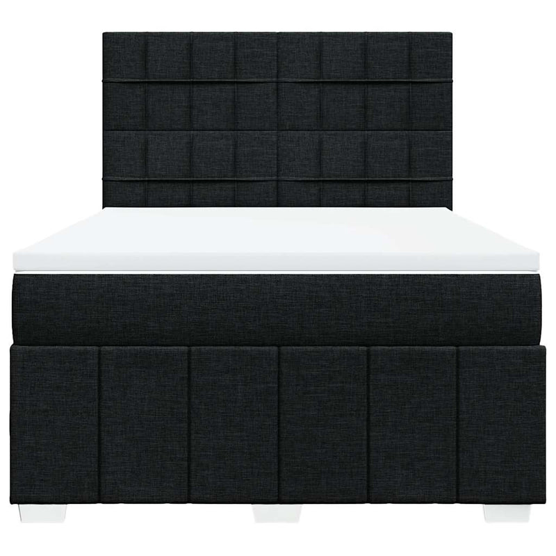 Pat box spring cu saltea, negru, 140x200 cm, textil