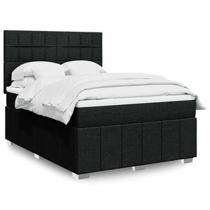 Pat box spring cu saltea, negru, 140x200 cm, textil