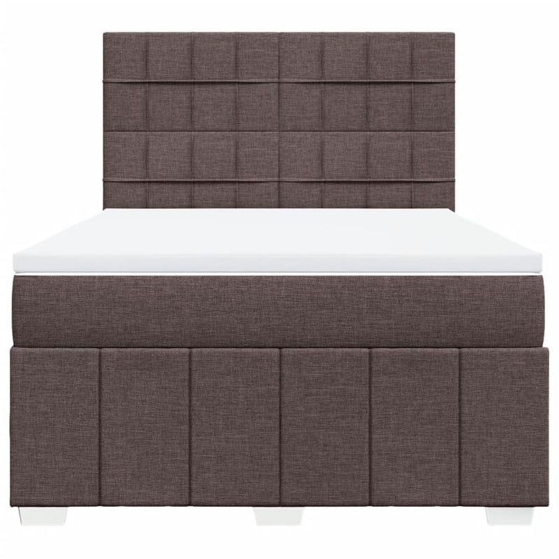 Pat continental cu saltea, maro închis, 140x200 cm, textil